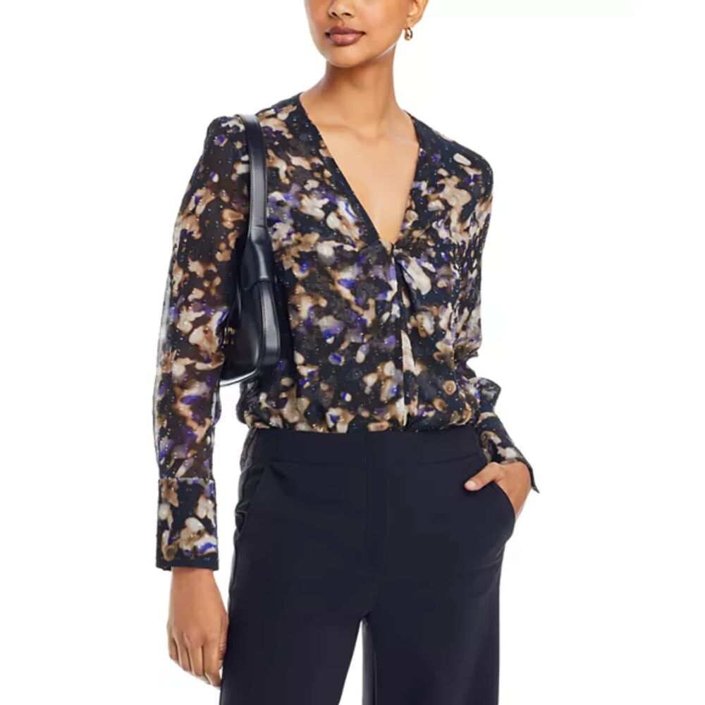 NWT BOSS Bidinta Twist Front Silk-Blend Blouse — Size Small